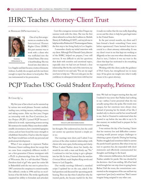 CLINICAL PERSPECTIVES News and Current Issues - USC Gould ...