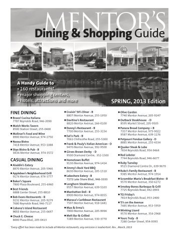 Dining & Shopping Guide - City of Mentor