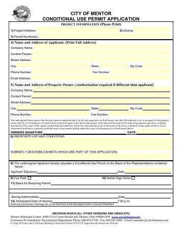 Conditional Use Permit (CUP) - City of Mentor