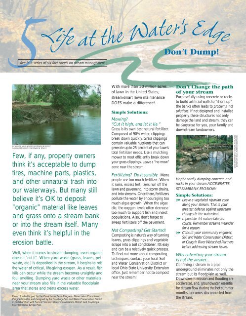 Don't Dump! - Chagrin River Watershed Partners