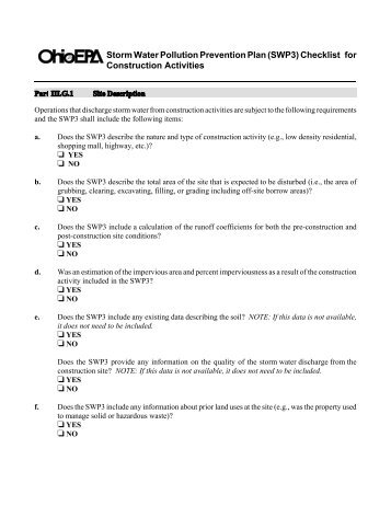 Storm Water Pollution Prevention Plan (SWP3)