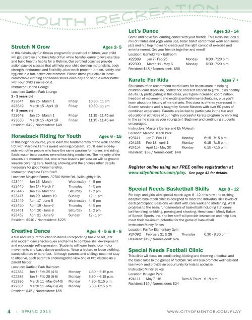 Parks & Recreation Guide - City of Mentor