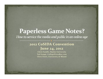 Paperless Game Notes - CoSIDA