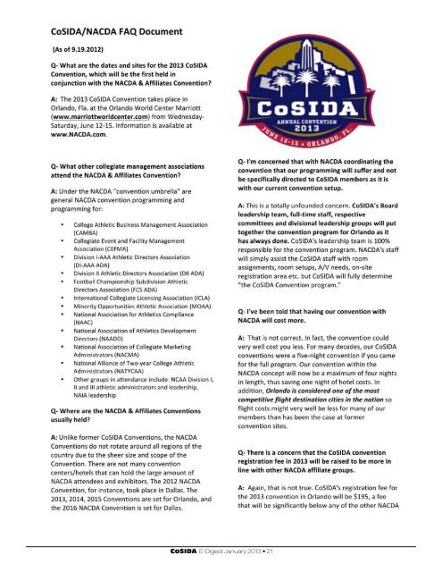 CoSIDA E-Digest January 2013 • 1