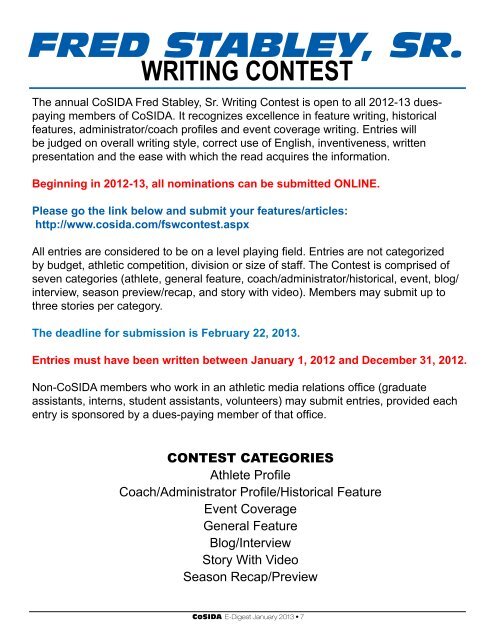 CoSIDA E-Digest January 2013 • 1