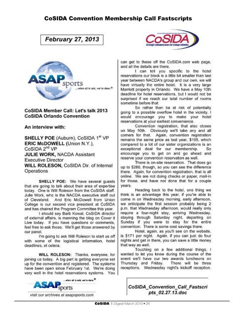 CoSIDA E-Digest March 2013 • 1