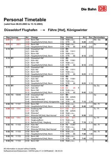 Personal Timetable - LCN 2003