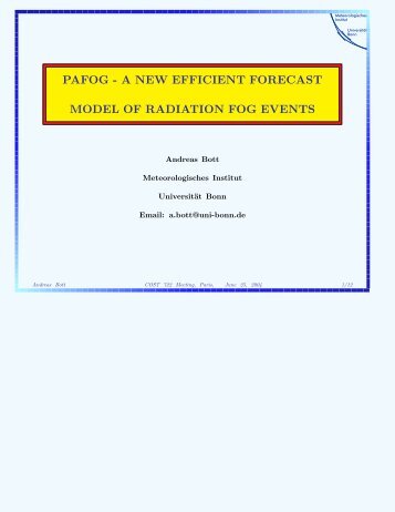 pafog - a new efficient forecast model of radiation fog events - LCRS