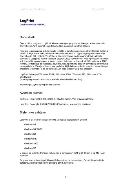 S5 navodila za LogPrint ver. 2.8.0 by S57U - Lea