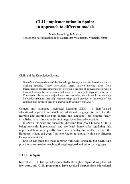 CLIL implementation in Spain: an approach to different models - Lear