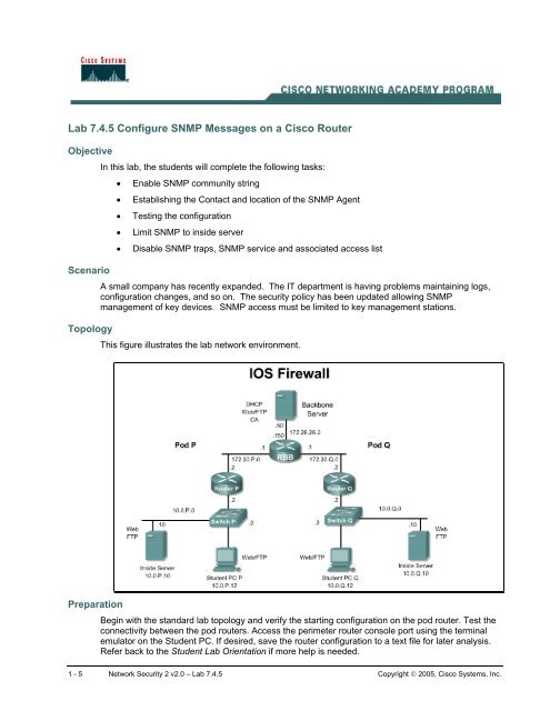 Lab 7.4.5 Configure SNMP Messages on a Cisco Router - The Cisco ...
