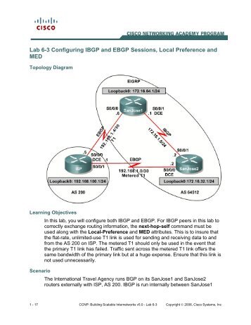 Lab 6-3 Configuring IBGP and EBGP Sessions, Local Preference ...