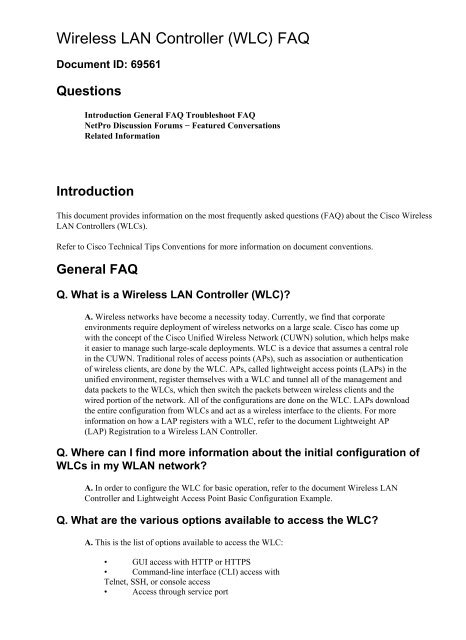 Wireless LAN Controller (WLC) - The Cisco Learning Network