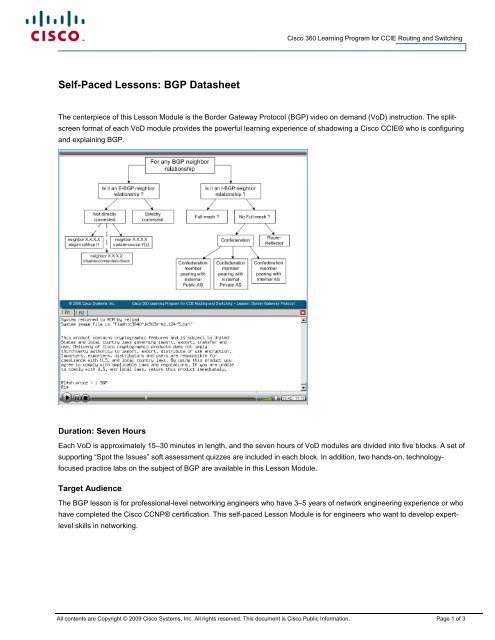 Self-Paced Lessons BGP Datasheet.pdf - The Cisco Learning Network