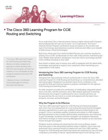 The Cisco 360 Learning Program for CCIE Routing and Switching
