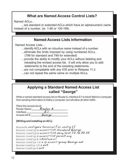 Access Lists Workbook - The Cisco Learning Network