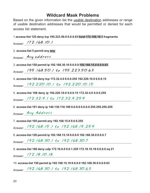 Access Lists Workbook - The Cisco Learning Network