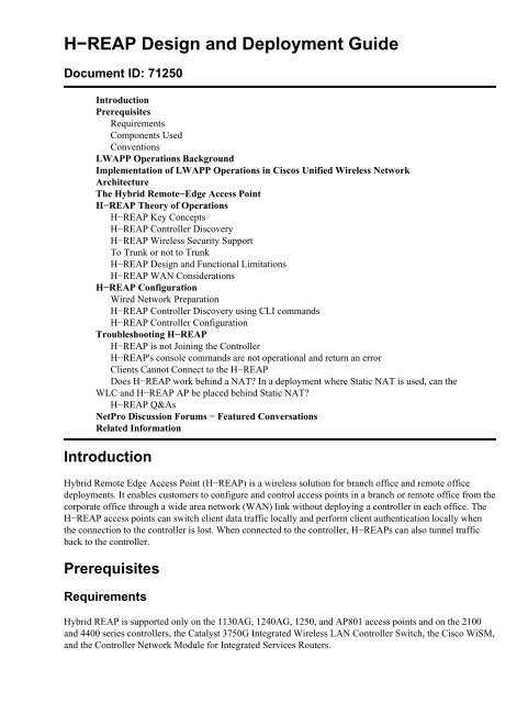 H-REAP Design and Deployment Guide - Cisco Learning Home