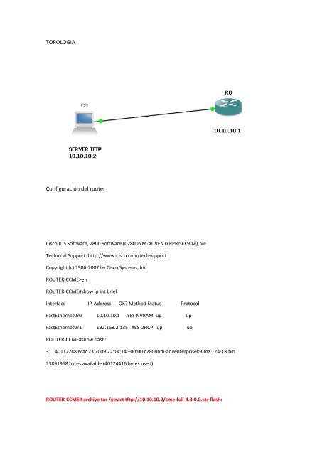 TOPOLOGIA Configuración del router - Cisco Learning Home