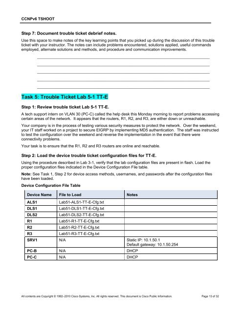 CCNP TSHOOT 6.0 - Cisco Learning Home