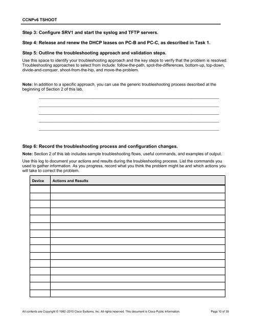 CCNP TSHOOT 6.0 - Cisco Learning Home