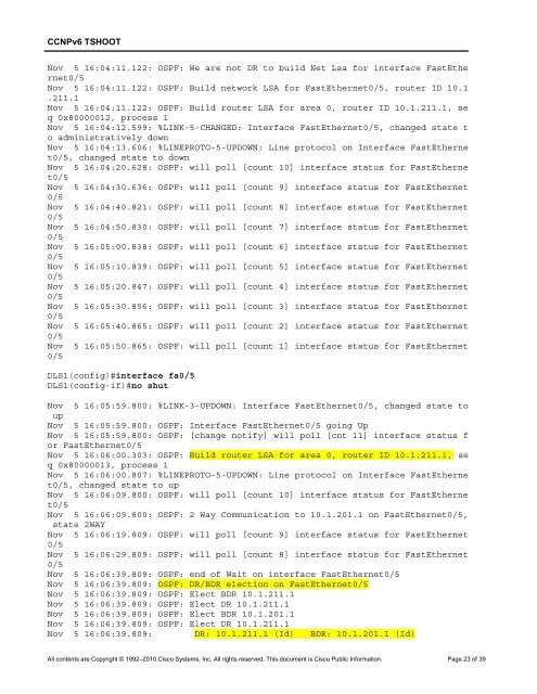 CCNP TSHOOT 6.0 - Cisco Learning Home