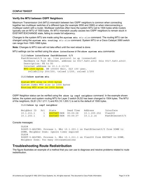 CCNP TSHOOT 6.0 - Cisco Learning Home