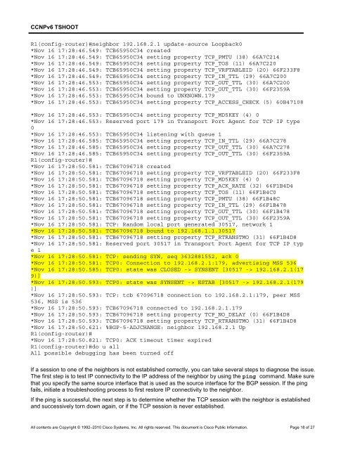 CCNP TSHOOT 6.0 - Cisco Learning Home