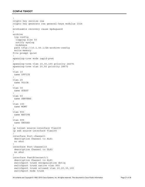 CCNP TSHOOT 6.0 - Cisco Learning Home