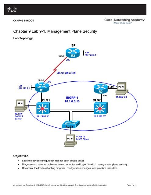 CCNP TSHOOT 6.0 - Cisco Learning Home