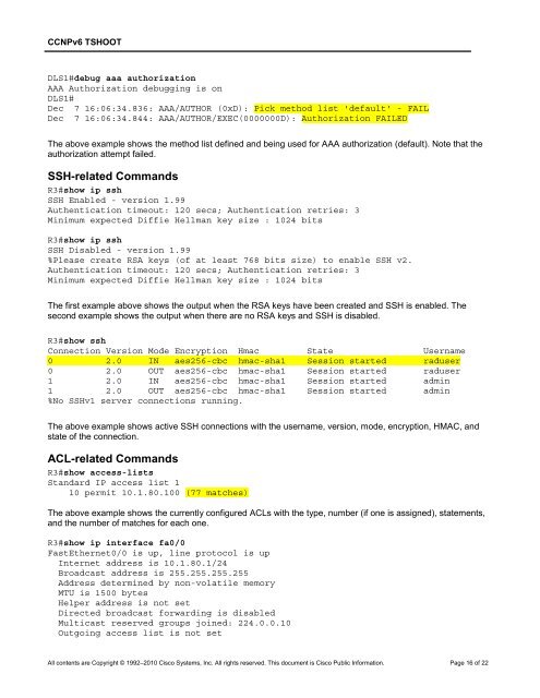 CCNP TSHOOT 6.0 - Cisco Learning Home