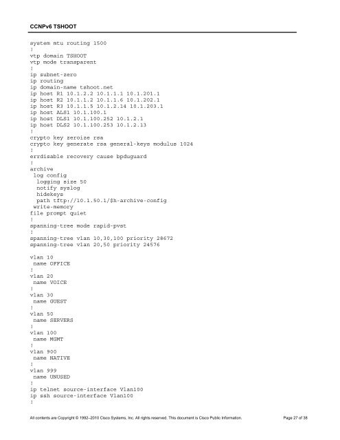 CCNP TSHOOT 6.0 - Cisco Learning Home