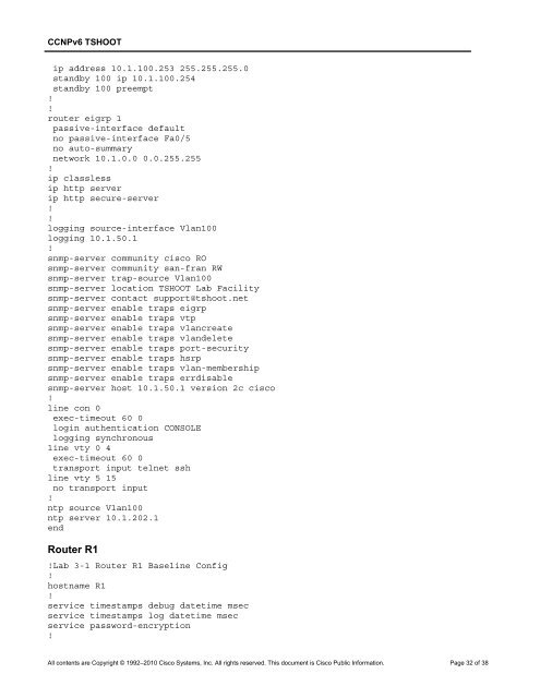 CCNP TSHOOT 6.0 - Cisco Learning Home