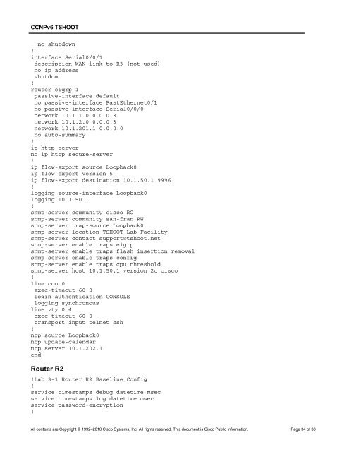 CCNP TSHOOT 6.0 - Cisco Learning Home