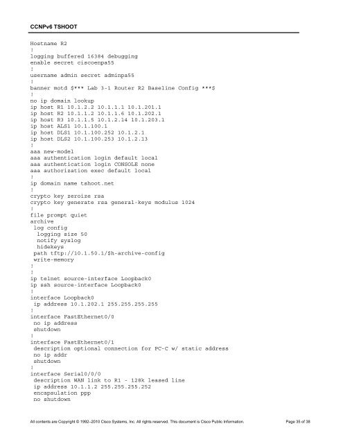 CCNP TSHOOT 6.0 - Cisco Learning Home