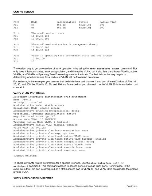 CCNP TSHOOT 6.0 - Cisco Learning Home