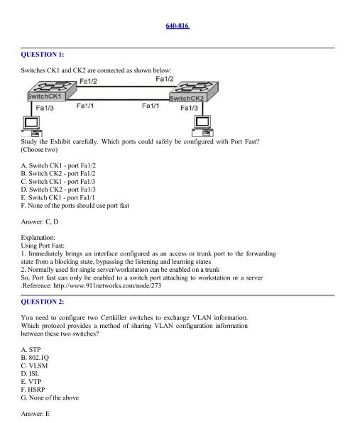 640-816 QUESTION 1 - The Cisco Learning Network