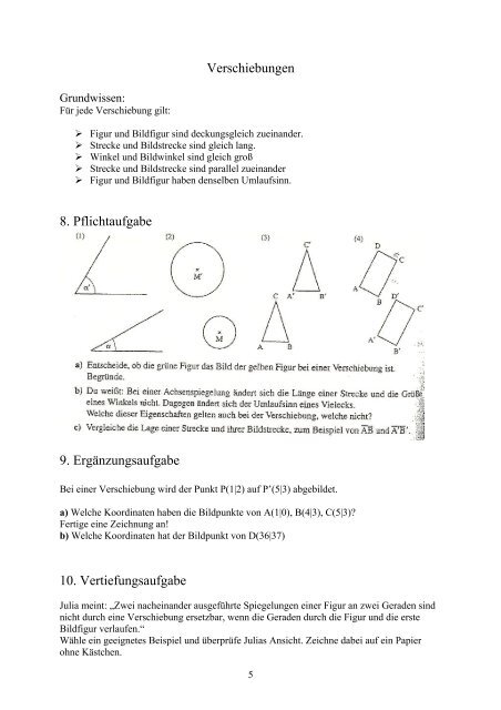 Spiegelungen, Verschiebungen