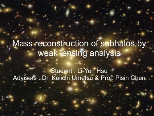Mass reconstruction of subhalos by weak lensing analysis