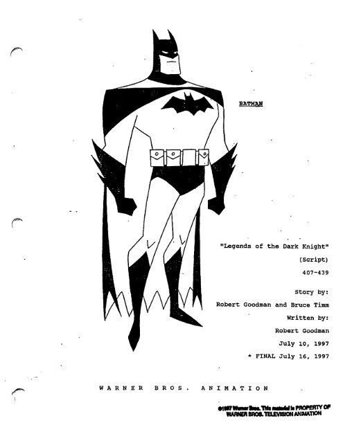 BATMAN "Legends of the Dark Knight" (Script) 407-439 Story by ...