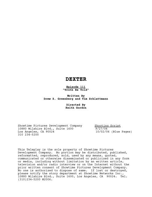 Dexter 111 Final Draft Title Page dexter 111 final draft title page