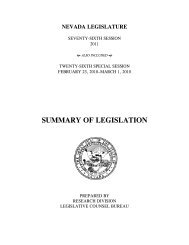 2011 Summary of Legislation - Nevada Legislature