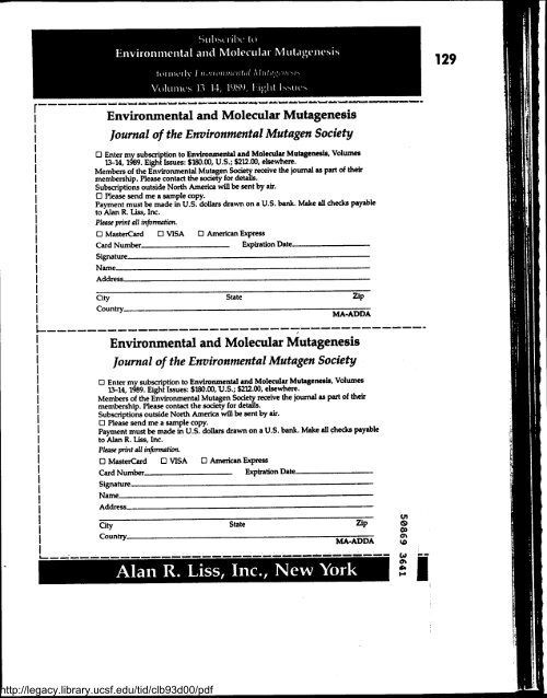 Environmental and Molecular Mutagenesis - Legacy Tobacco ...