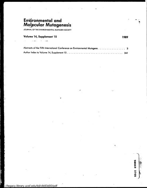 Environmental and Molecular Mutagenesis - Legacy Tobacco ...