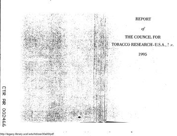 report the council for tobacco research - usa - Legacy Tobacco ...