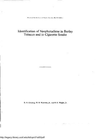 Identification of Neophytadiene in Burley Tobacco and in Cigarette ...
