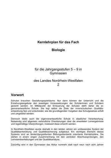 Kernlehrplan für das Fach Biologie - am Gymnasium Antonianum