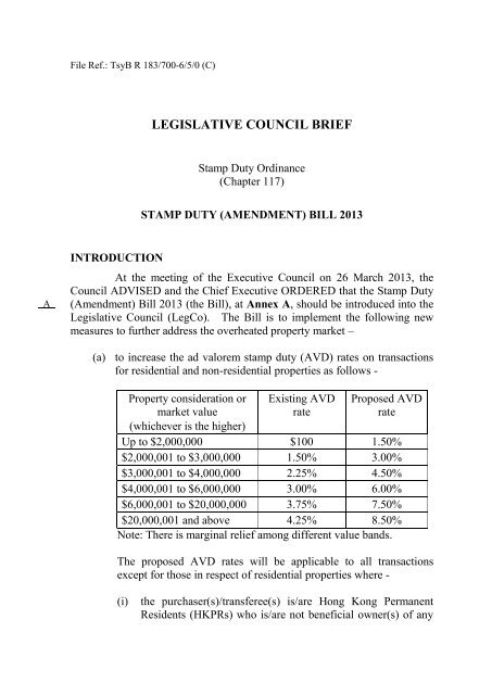 LEGISLATIVE COUNCIL BRIEF