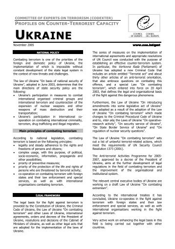 CODEXTER - Ukraine Profile on Counter-Terrorist ... - Legislationline