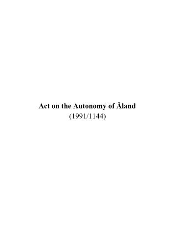 Act on the Autonomy of Åland (1991/1144) - Finlex